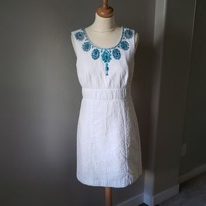 Antonio Melani 6 white dress w/ turquoise beading